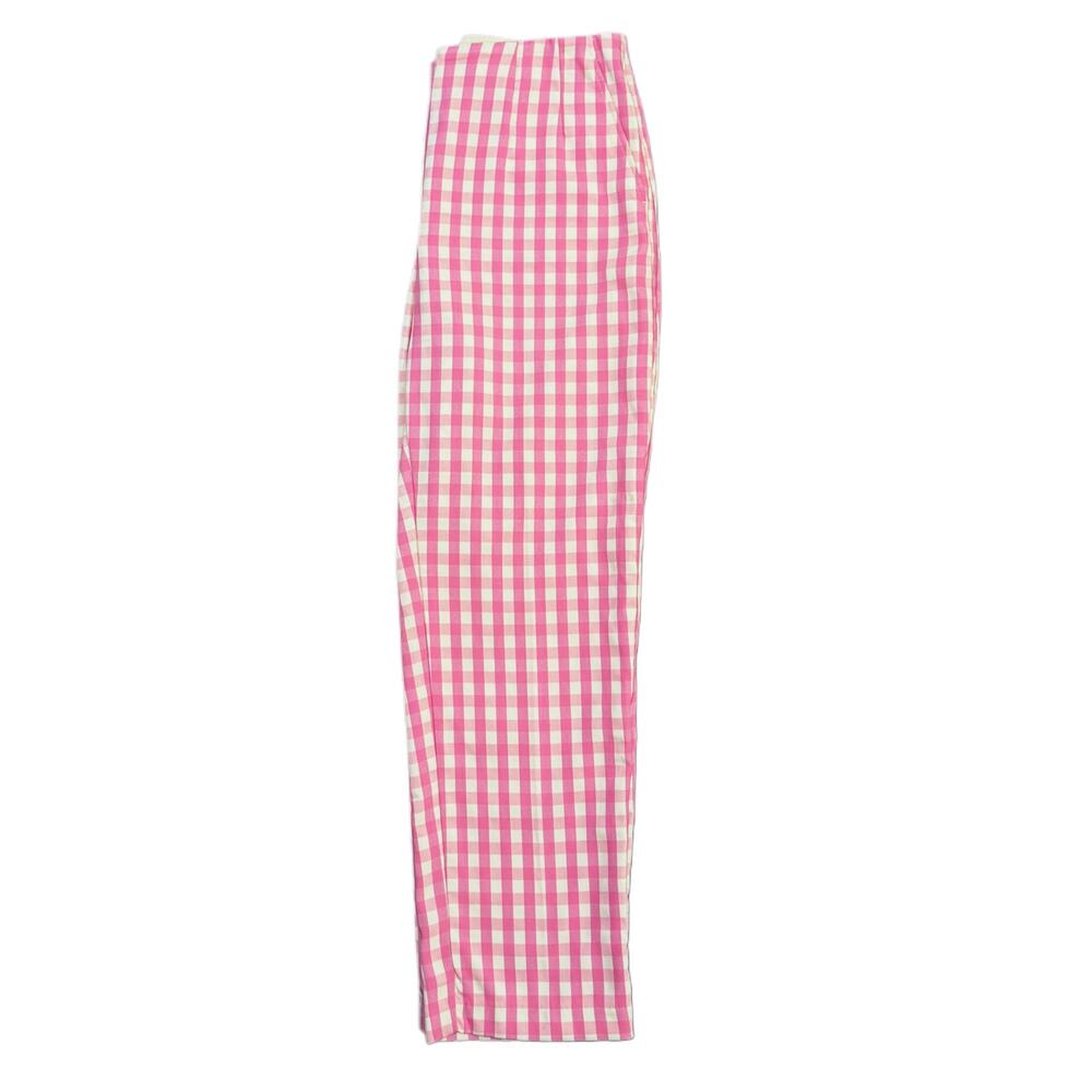 H&M Women's pink and white checkered pants in size 10